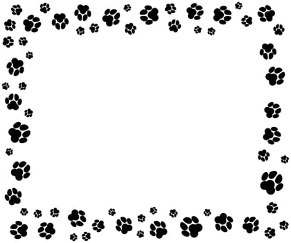 Rectangular frame with pet paw dog footprint pattern minimalist illustration vector