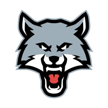 AGGRESSIVE WOLF HEAD MASCOT DESIGN vector