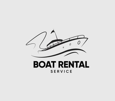 boat rental fishing or hopping service black and white one color logo brand identity vector