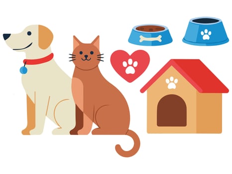 Pet shop supplies icon set isolated illustration on white background vector