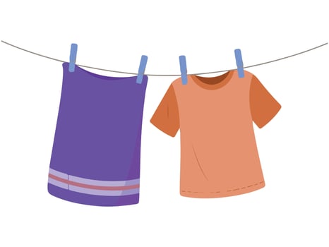 Laundry drying outdoors isolated illustration on white background vector