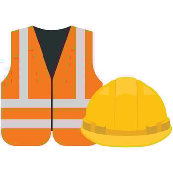 Safety jacket and helmet isolated illustration on white background vector