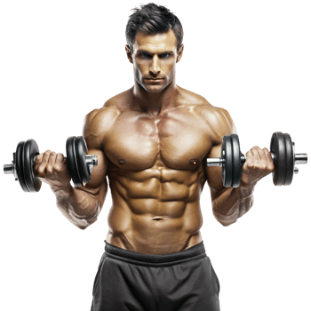 Dynamic fitness training man lifting dumbbells in gym fitness portrait high-energy environment close-up view for motivation png