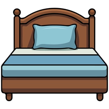 Modern bed furniture isolated illustration on white background vector