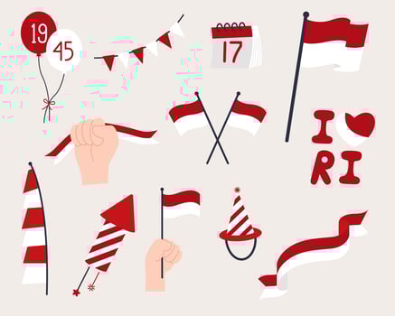 Indonesian Independence Day celebration elements. vector