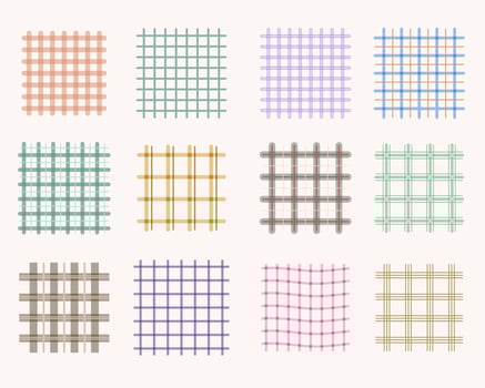 Collection of various pastel and neutral grid patterns. vector