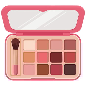 Eye shadow palette with brush isolated illustration on white background vector