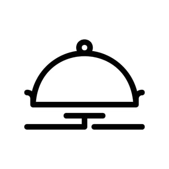 Outline Icon of a Domed Serving Cover or Cloche on Platter Base vector