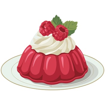 raspberry jelly dessert isolated illustration on white background vector
