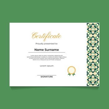 Certificate Template Design with Oriental Mandala Geometric Ornament on The Right Side vector