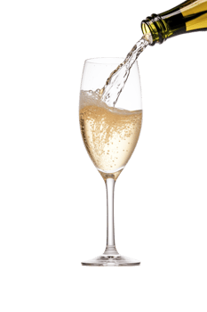 A wine glass with a bottle of white wine png