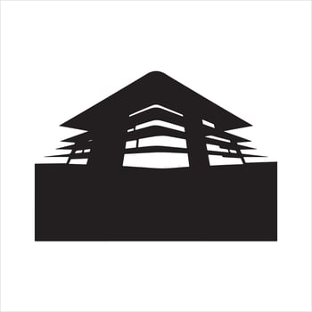A black and white logo of a building vector