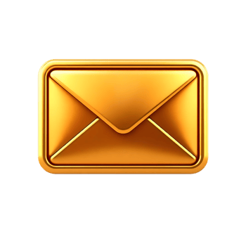 Golden mail icon object. png