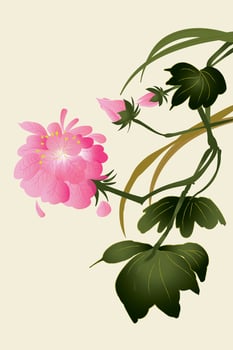 Hibiscus, which is still blooming despite frost, symbolizes integrity, an ideal personality in traditional Chinese culture vector
