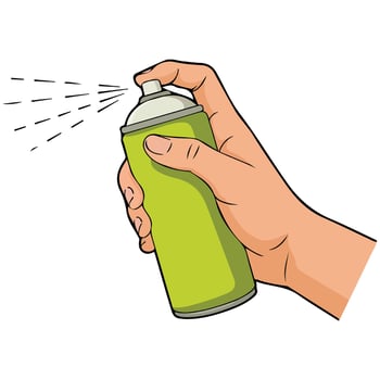Hand holding spray can isolated illustration on white background vector