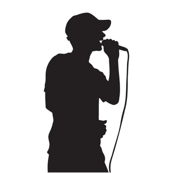 Male singer silhouette illustration vector