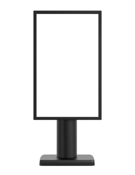 Blank vertical street banner with black frame, isolated on a transparent background png