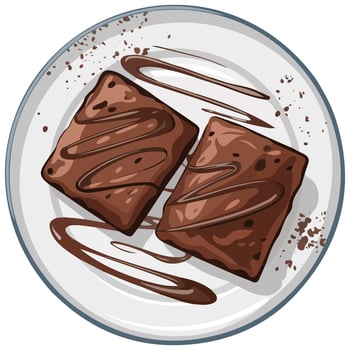 Chocolate brownie dessert isolated illustration on white background vector