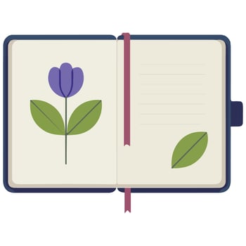 Open book with flower isolated illustration on white background vector