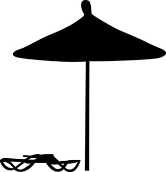 Silhouette outdoor patio scene with umbrella and chairs vector