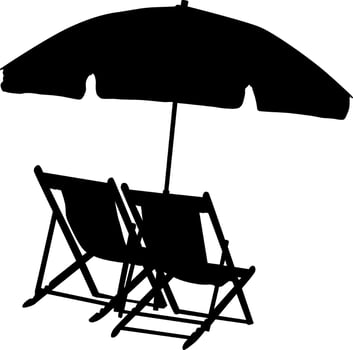 Silhouette of Sun Shelter Spot under the umbrella on the sea beach. vector