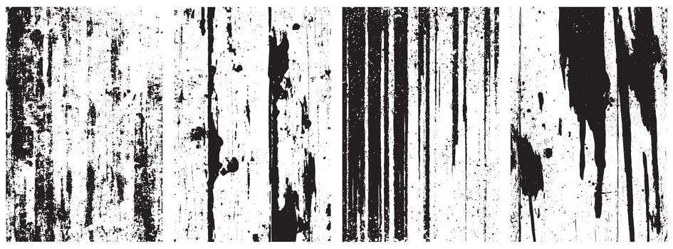 Grunge Drip and Scratch Textures, Vertical Splatter, Worn Wood Grain, and Distressed Grunge Overlays vector