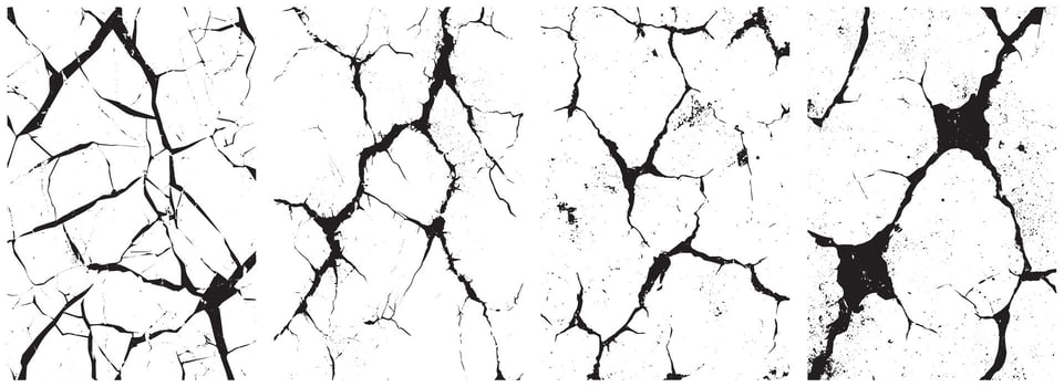 Cracked Grunge Texture Set, Distressed Black and White Backgrounds for Overlay and Design vector