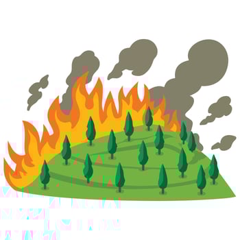 Forest fire disaster isolated illustration on white background vector