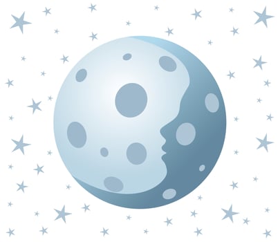 The star sky with the blue moon. vector