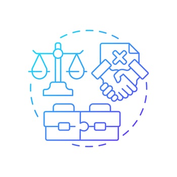 Elimination of reciprocal transactions blue gradient concept icon. Benefit of intercompany accounting processes. Round shape line illustration. Abstract idea. Graphic design. Easy to use in booklet vector