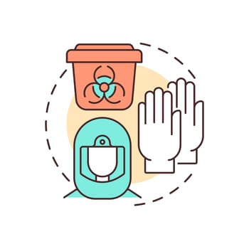 Protect healthcare workers multi color concept icon. Biohazard protective gear. Regulation, compliance. Round shape line illustration. Abstract idea. Graphic design. Easy to use in presentation vector