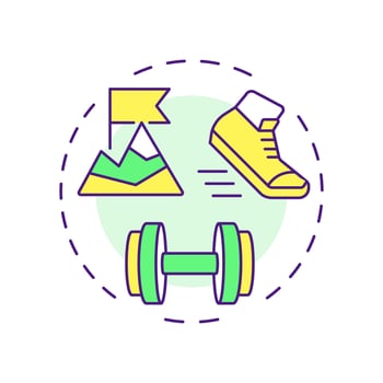 No pain no gain multi color concept icon. Personal growth. Training motivation, workout. Round shape line illustration. Abstract idea. Graphic design. Easy to use in infographic, presentation vector