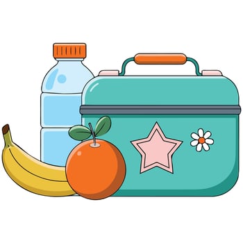 Healthy school lunchbox with fruits isolated illustration on white background vector