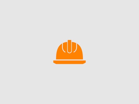 The hard hat has a brim around the base and a vertical ridge running over the top with a curved line inside it vector