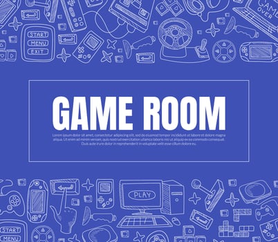 Inscription Games Room. illustration on a blue background. vector
