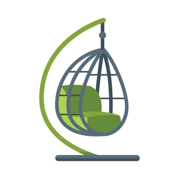 Swing Chair Hanged on Frame, Modern Garden Furniture Design Flat Illustration vector