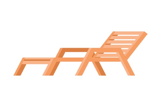 Wooden Lounger Deck Chair, Garden or Beach Furniture Design Flat Illustration vector