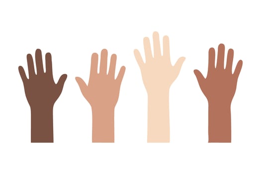 Diverse Raised Hands Illustration vector