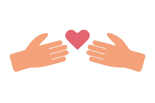 Hands Reaching for Heart Illustration vector
