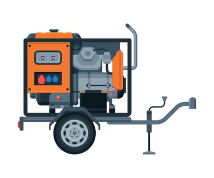 Portable Power Generator on Wheels, Electrical Engine Equipment Illustration vector