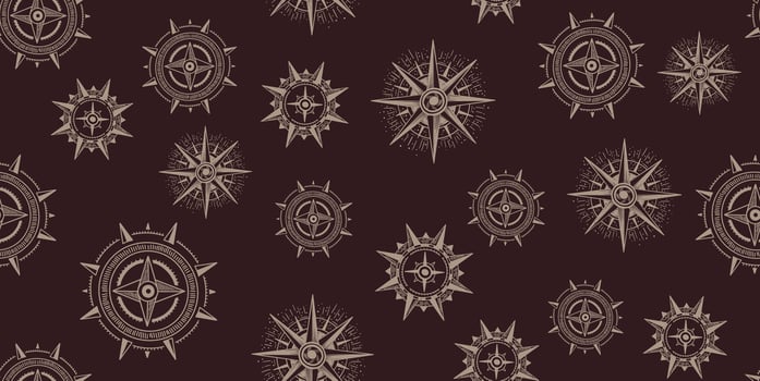 Compass Wind rose, hand drawn Illustration, pattern vector