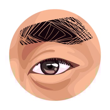 Brown Eye in the Circle, Human Body Part Illustration vector