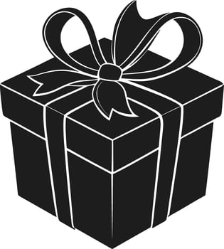 Black Gift Box Silhouette - Present with Bow Icon for Celebration vector