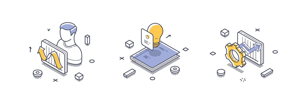Isometric line icons showcasing business solutions for modern enterprises and innovation vector