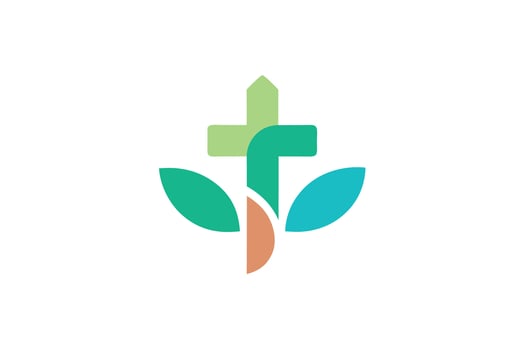 Christian cross with leaves isolated on white background vector
