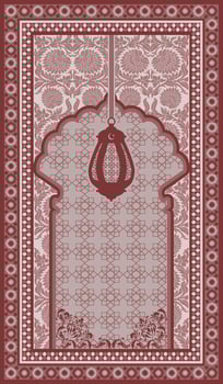 red floral Islamic mat with beautiful border vector