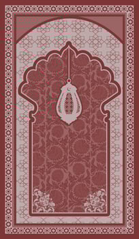 beautiful red prayer mat with flower border vector