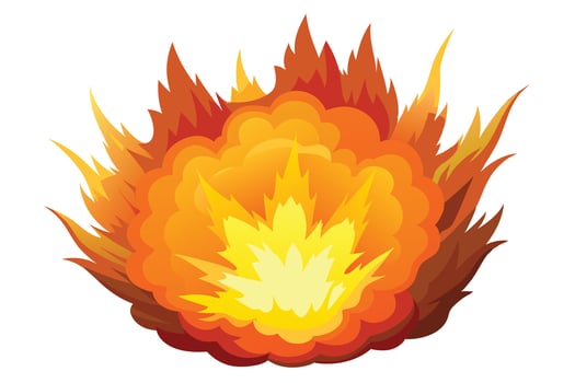 Cartoon fire explosion isolated on white background illustration vector