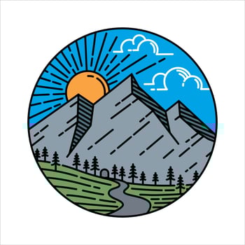 Scenery rock mountain in the frame illustration vector