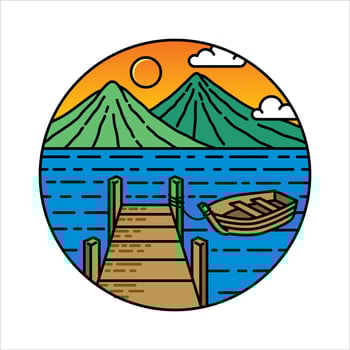 Boat scenery in the frame illustration vector